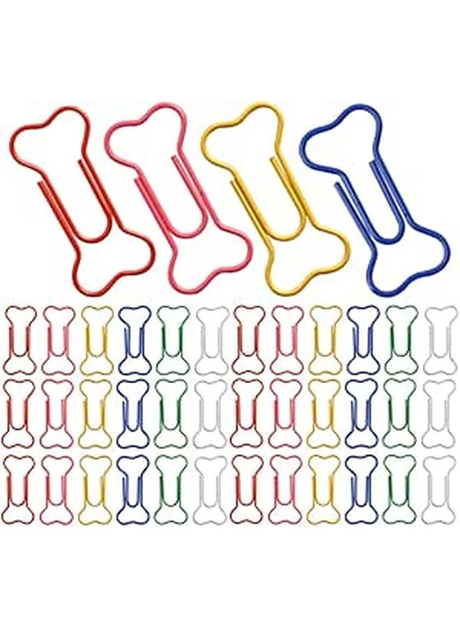 50 Pcs Dog Bone Shaped Paper Clips in Plastic Box Organizer for Office School Documents - Image 1