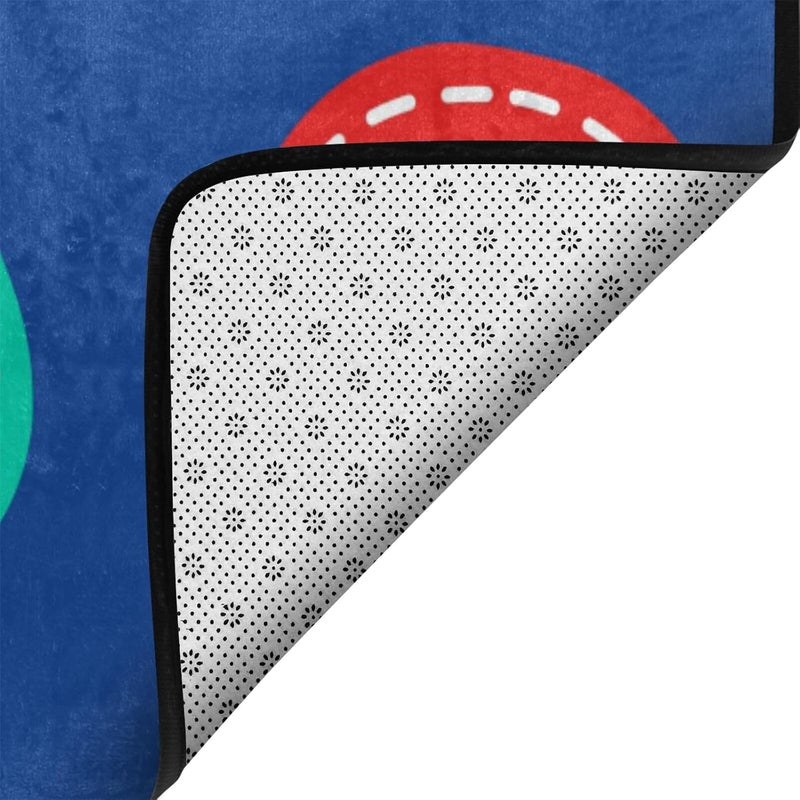 Engree Classroom Carpets Playmat Rugs - 5x7 Ft Kids Rug with Rubber Backing, Colorful Circle on Blue Background Classroom Seating Rug Play Mat Nursery Rugs for Preschool Elementary Playroom -12 Seating - Image 5