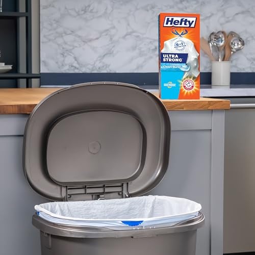Hefty Ultra Strong 13 Gallon Trash Bags, Tall Kitchen Trash Bags 13 Gallon Size, Drawstring Closure, Continuous Odor Control, White, Clean Burst Scent, 40 Bags - Image 2
