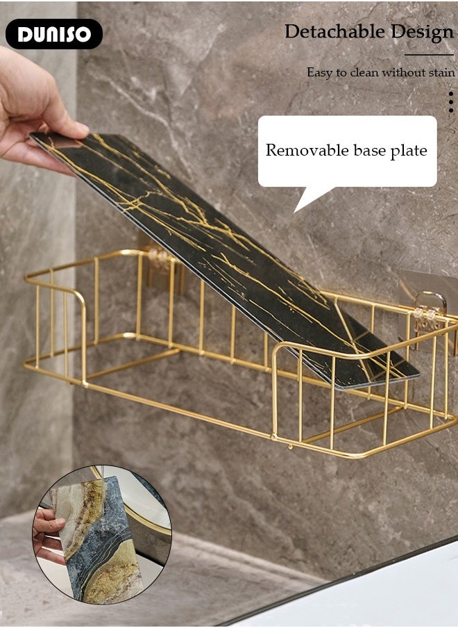 DUNISO - Shower Caddy Shelves Organizer, Self Adhesive Rack Storage Shelf for Inside Shower No Drilling, Wall Mounted Stainless Steel Bathroom Shower Wall Organization for Bathroom - Image 1