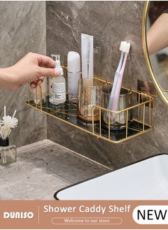 Shower Caddy Shelves Organizer, Self Adhesive Rack Storage Shelf for Inside Shower No Drilling, Wall Mounted Stainless Steel Bathroom Shower Wall Organization for Bathroom