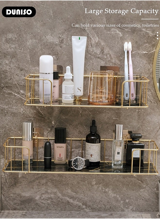 DUNISO - Shower Caddy Shelves Organizer, Self Adhesive Rack Storage Shelf for Inside Shower No Drilling, Wall Mounted Stainless Steel Bathroom Shower Wall Organization for Bathroom - Image 1