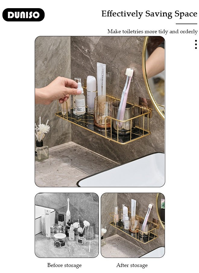 DUNISO - Shower Caddy Shelves Organizer, Self Adhesive Rack Storage Shelf for Inside Shower No Drilling, Wall Mounted Stainless Steel Bathroom Shower Wall Organization for Bathroom - Image 1