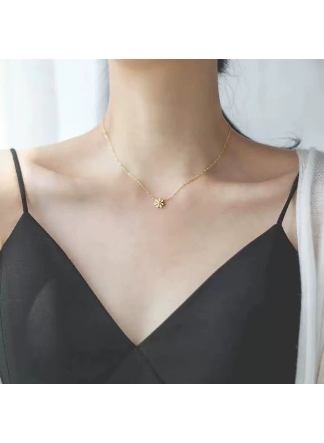 Goolsky Gold Daisy Pendant Necklace for Women – Minimalist Retro Layered Clavicle Chain Jewelry, Daisy Motif, Daily/Office/Casual Wear, Retro Chic - Image 2