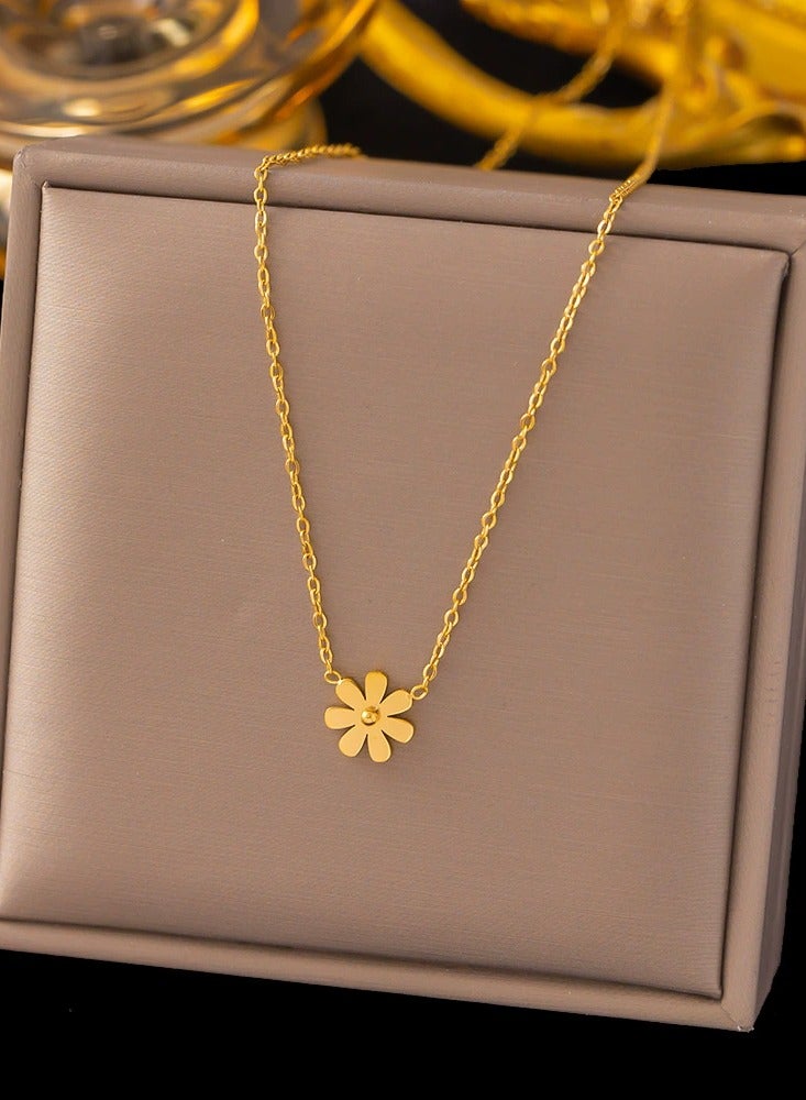 Goolsky Gold Daisy Pendant Necklace for Women – Minimalist Retro Layered Clavicle Chain Jewelry, Daisy Motif, Daily/Office/Casual Wear, Retro Chic - Image 4