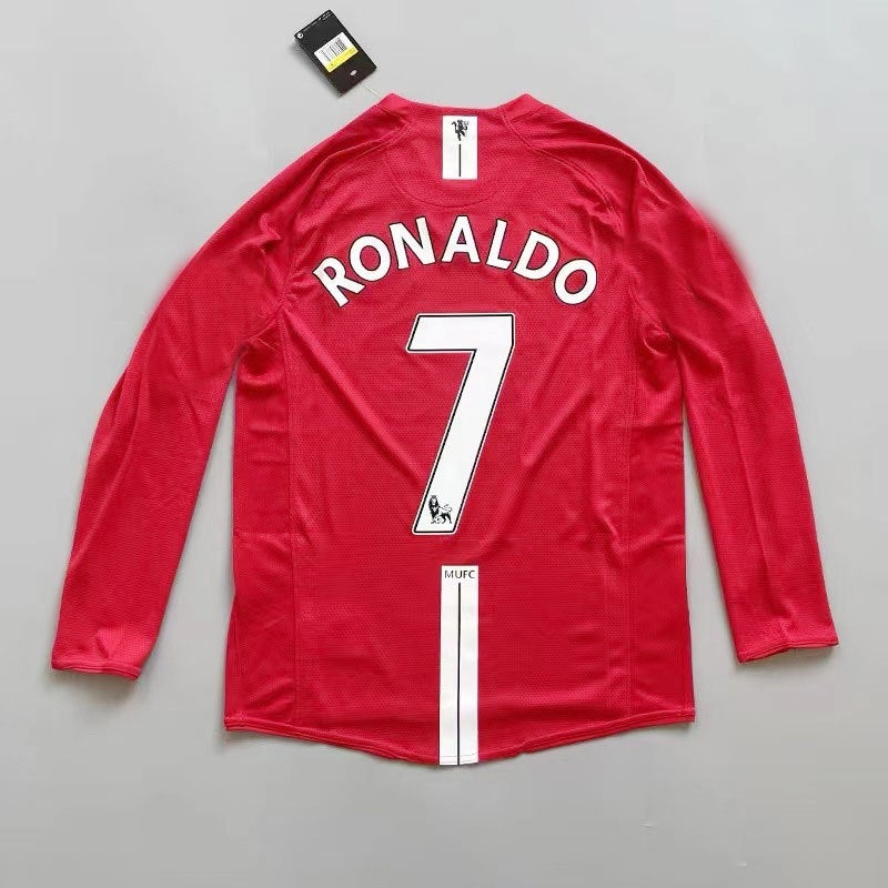 Premier League Red Devils 0708 Manchester United Classic Retro No.7 Ronaldo Jersey Home And Away Short Long Sleeve Football Suit Champions League - Image 1