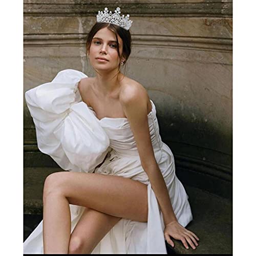 Aprince Silver Round Crystal Tiaras and Crowns for Women Tiaras for Girls Rhinestones Wedding Headband Tiara for Women The Crowns for Women Birthday Crowns for Women Crown for Girls Hair Accessories - Image 4