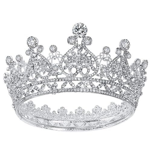 Aprince Silver Round Crystal Tiaras and Crowns for Women Tiaras for Girls Rhinestones Wedding Headband Tiara for Women The Crowns for Women Birthday Crowns for Women Crown for Girls Hair Accessories - Image 1
