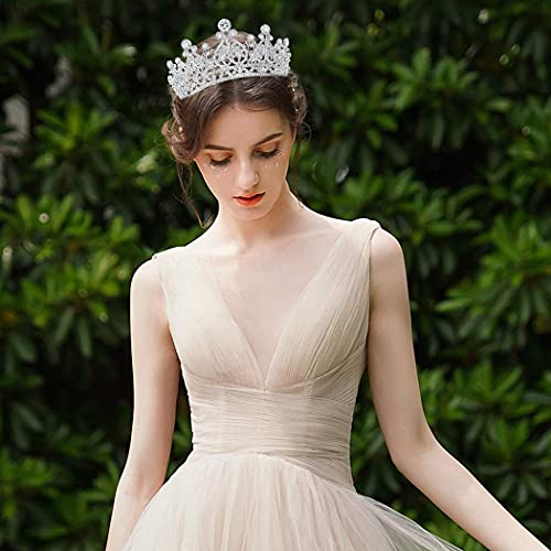 Aprince Silver Round Crystal Tiaras and Crowns for Women Tiaras for Girls Rhinestones Wedding Headband Tiara for Women The Crowns for Women Birthday Crowns for Women Crown for Girls Hair Accessories - Image 3
