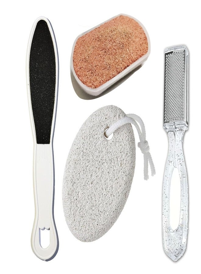 BlackLaoban 4 in 1 Pedicure Foot Kit | Foot Scrubber for Dead Skin, Removing Hard Skin and Callus Remover Combo with Pumice Stone White (Pack of 4) - Image 1