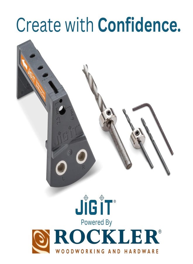 ROCKLER JIG IT Undermount Drilling Guide - Durable ABS Plastic Drill Angle Guide w/Steel Inserts - Drill Guide Jig for Blum Tandem & Drawer Slide - Ideal Woodworking Tools Includes Drill Bits, Collars & More - Image 2
