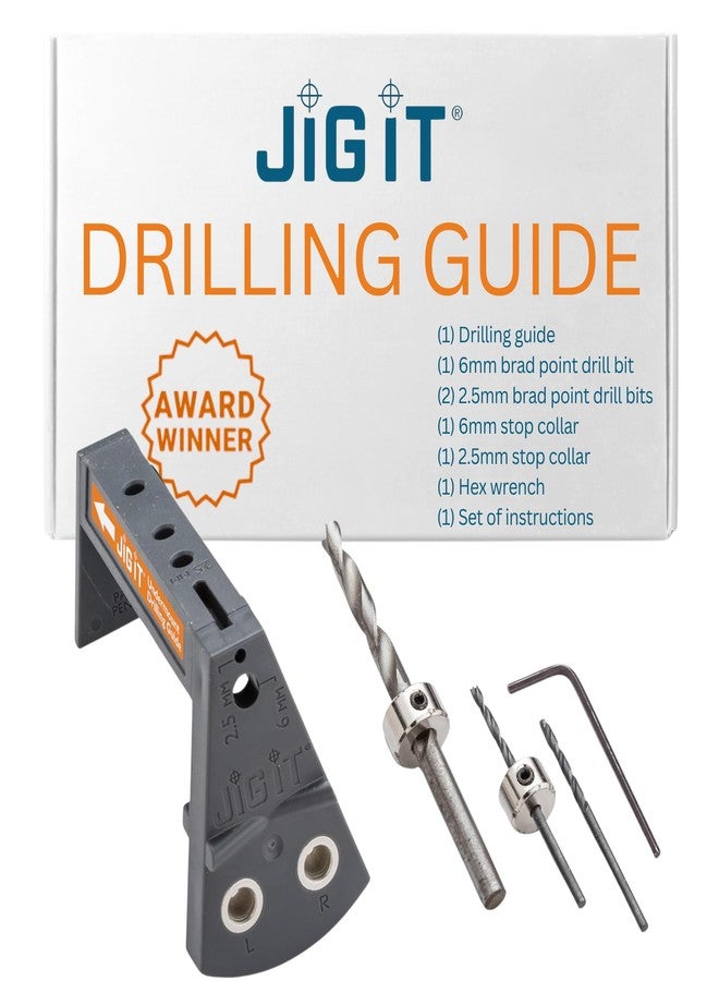 ROCKLER JIG IT Undermount Drilling Guide - Durable ABS Plastic Drill Angle Guide w/Steel Inserts - Drill Guide Jig for Blum Tandem & Drawer Slide - Ideal Woodworking Tools Includes Drill Bits, Collars & More - Image 1