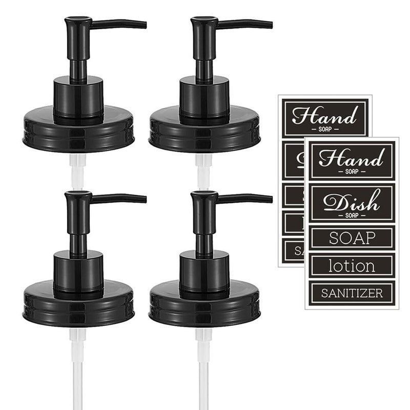 onsogi Regular Mouth Plastic Mason Jar Soap Dispenser Pumps And Lids- Rust-Proof Mason Jar Accessories Rustic Farmhouse Kitchen Counter Top Bathroom Decor And Organization - 4 Pack - Image 2