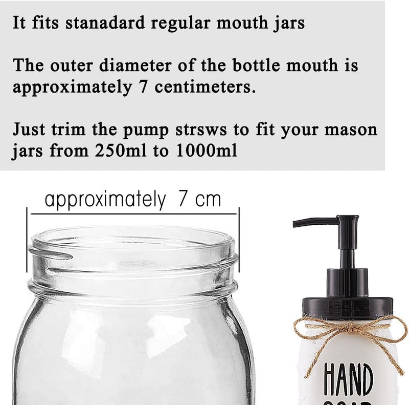 onsogi Regular Mouth Plastic Mason Jar Soap Dispenser Pumps And Lids- Rust-Proof Mason Jar Accessories Rustic Farmhouse Kitchen Counter Top Bathroom Decor And Organization - 4 Pack - Image 3