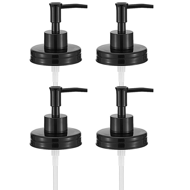 onsogi Regular Mouth Plastic Mason Jar Soap Dispenser Pumps And Lids- Rust-Proof Mason Jar Accessories Rustic Farmhouse Kitchen Counter Top Bathroom Decor And Organization - 4 Pack - Image 1