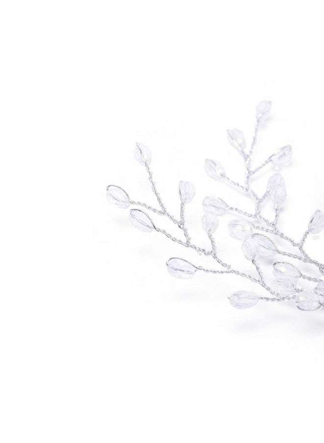 Accessher Silver Plated Crystals Floral Beaded Bridal Wedding Hair Styling Tiara Comb Indo Western Fancy Hair Clip/Side Pin/Comb Pin/Jooda Pin Hair Accessories with pearls for Womens & Girls - Image 3