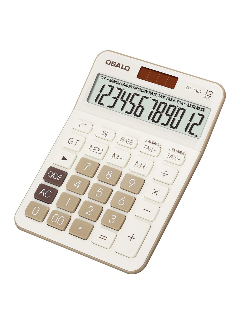 Generic - Large on 12-Digit VAT Tax Office Desk Calculator and Large Display, Brown - Image 1