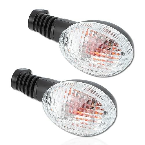 Akozon إشارة انعطاف دراجة نارية Akozon، 2 قطعة مصباح مناسب لكاواساكي بارا نينجا 250 EX250 2008-2012 KLX 250SF 2009-2011 تعديل دراجة نارية (أسود وأبيض) - Image 1