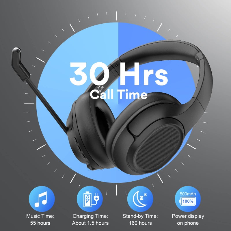 EKSA Bluetooth Headsets with Microphone & USB Dongle, 30 Hours Talk Time & 33ft Range, AI Environmental Noise Cancelling Mic, Over-Ear Wireless Headphone for PC/Laptop/Computer/Home/Work/Office/Zoom - Image 4