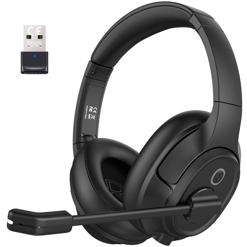 EKSA Bluetooth Headsets with Microphone & USB Dongle, 30 Hours Talk Time & 33ft Range, AI Environmental Noise Cancelling Mic, Over-Ear Wireless Headphone for PC/Laptop/Computer/Home/Work/Office/Zoom - Image 1