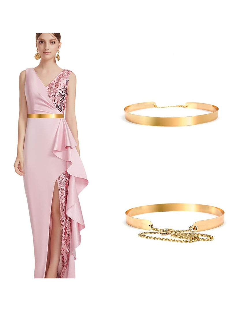 SYOSI Dress Mirror Metal Girdle, Gold Adjustable Waist Chain Belt Dress Accessories for Girls Women Party Wedding Festival - Image 1