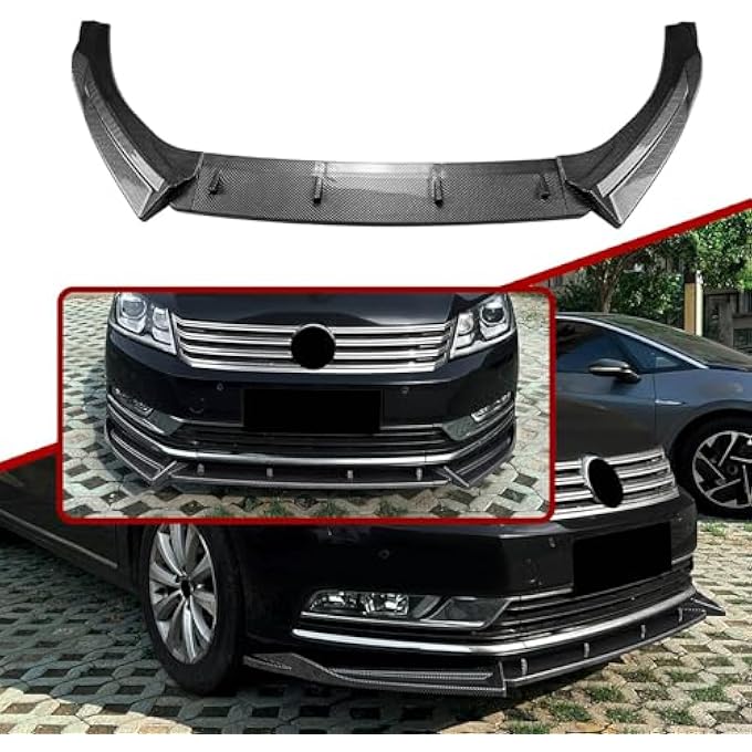 FINMOKAL Car Front Bumper Lip Splitter Lower Chin Spoiler Compatible with VW Passat B7 2011-2015, Carbon Fiber Look (Standard Version Only) - Image 2