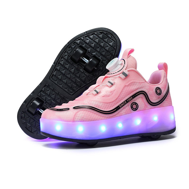 New Heelloo Shoes Boys Students Roller Skates Usb Rechargeable Light-Emitting Shoes Girls Double Wheel - Image 3