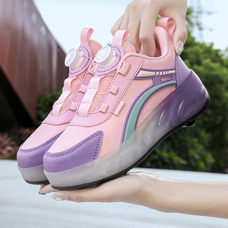 New Heelloo Shoes Boys Students Roller Skates Usb Rechargeable Light-Emitting Shoes Girls Double Wheel - Image 4