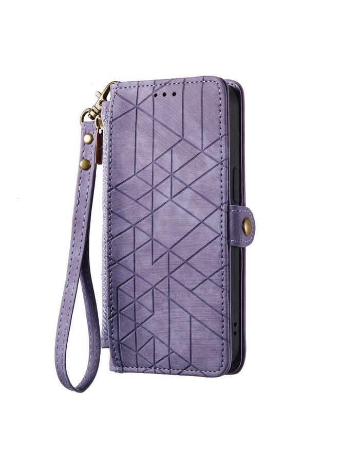 erorex Case For OPPO Reno11 Pro Global Geometric Zipper Wallet Side Buckle Leather Phone Case - Image 2