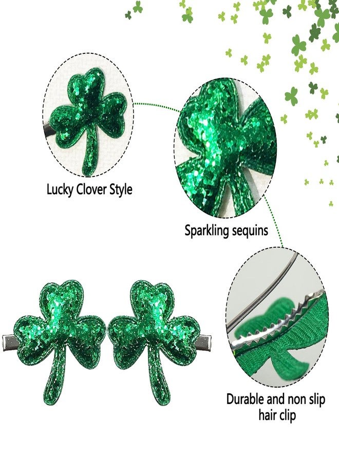 ZEYER St.Patrick's Day Hair Clips Sequins Shamrocks Hair Pins Irish Green Clover Hair Barrettes Alligator Hair Clip with Green Cute Hair Accessories for Women Girls St.Patrick's Day Claw Clips 2PCS - Image 3