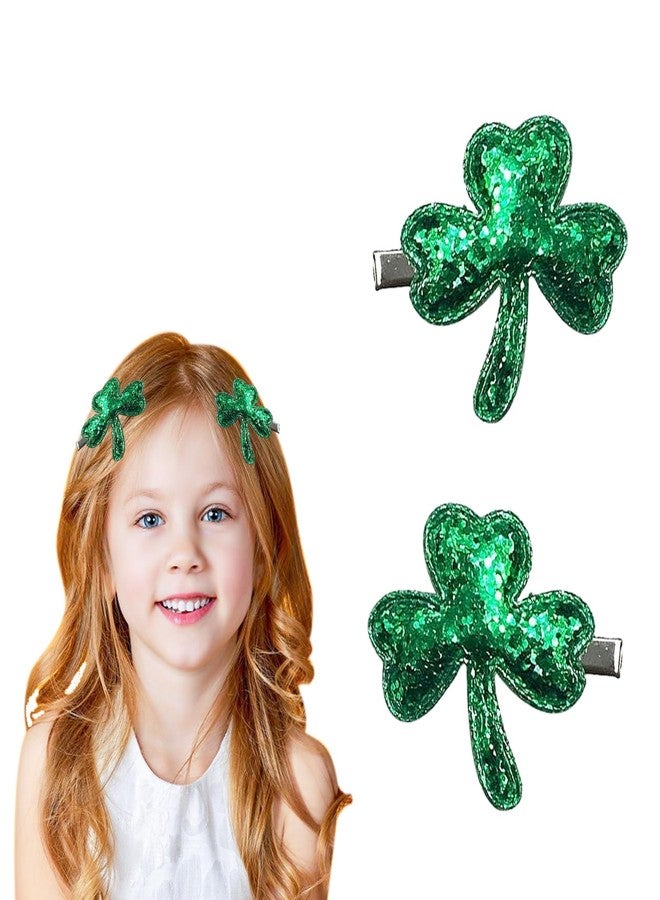 ZEYER St.Patrick's Day Hair Clips Sequins Shamrocks Hair Pins Irish Green Clover Hair Barrettes Alligator Hair Clip with Green Cute Hair Accessories for Women Girls St.Patrick's Day Claw Clips 2PCS - Image 1