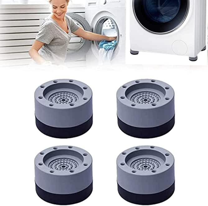 Adjustable Heavy-Duty Washing Machine Support Stand with Anti-Vibration Shock Pads Protects from Water and Rust 4-Piece Set for Home Use