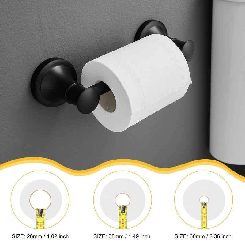 BESy Wall Mounted Toilet Paper Roll Holder Rustproof Toilet Tissue Holder Bathroom Flexible Pivoting Handle Tissue Roll Holder, Matte Black, Stainless Steel - Image 5