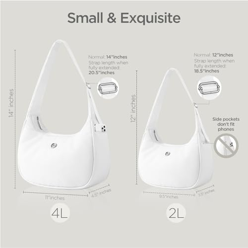 Babysun Shoulder Bag for Women Nylon Crescent Bag 4L Underarm Shoulder Purse Women's Shoulder Handbag Small Tote Bag White - Image 3