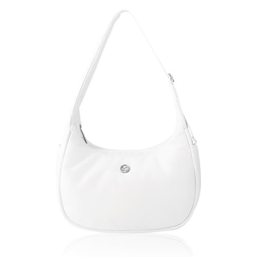 Babysun Shoulder Bag for Women Nylon Crescent Bag 4L Underarm Shoulder Purse Women's Shoulder Handbag Small Tote Bag White - Image 1