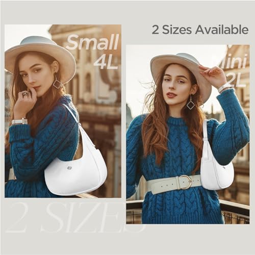 Babysun Shoulder Bag for Women Nylon Crescent Bag 4L Underarm Shoulder Purse Women's Shoulder Handbag Small Tote Bag White - Image 2