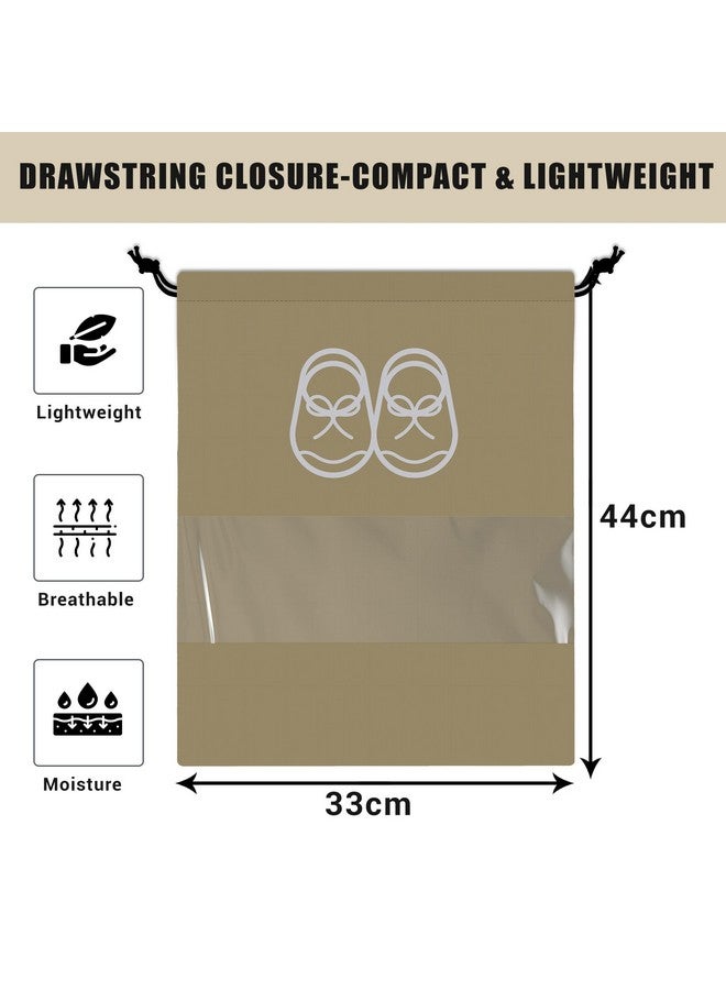 Kuber Industries Pack of 10 Travel Shoe Organizer | Travel Storage Bags | Waterproof Shoe Bag | Storage Organizers Set | Parachute Shoe Cover with Transparent Window | Shoe Dori Cover | Yellow & Brown - Image 3