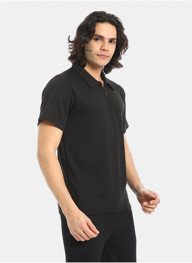 Red Circle - Turn Down Collar Pique T Shirt and Pants Set - Image 1