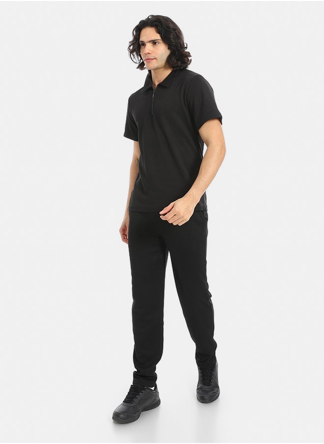 Red Circle - Turn Down Collar Pique T Shirt and Pants Set - Image 1