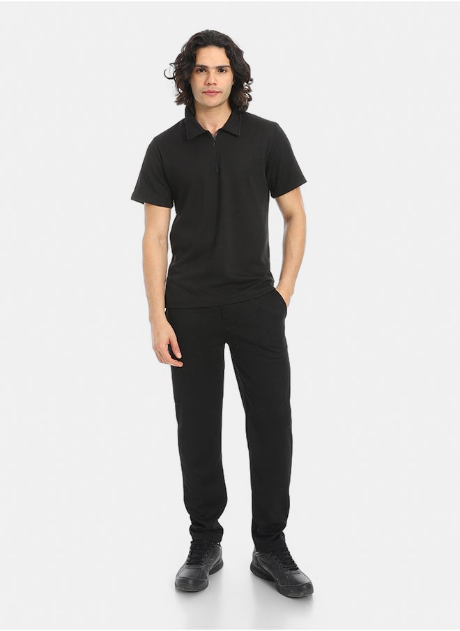 Red Circle - Turn Down Collar Pique T Shirt and Pants Set - Image 1