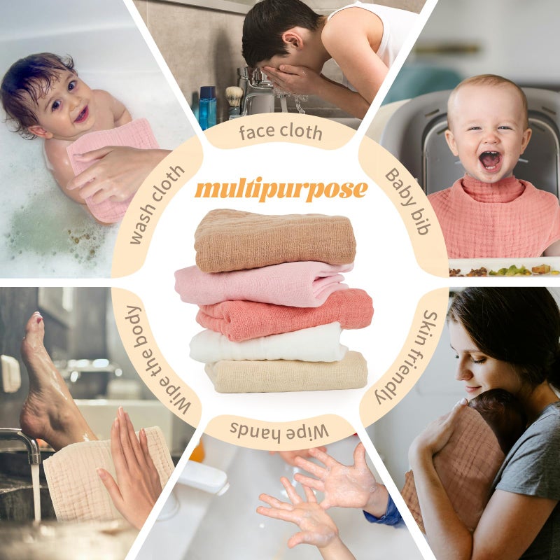 MIGIOL Muslin Burp Cloths 100% Cotton Baby Burp Cloths Soft, Absorbent 10x20 inches for Girls and Boys Baby Essentials - Image 4