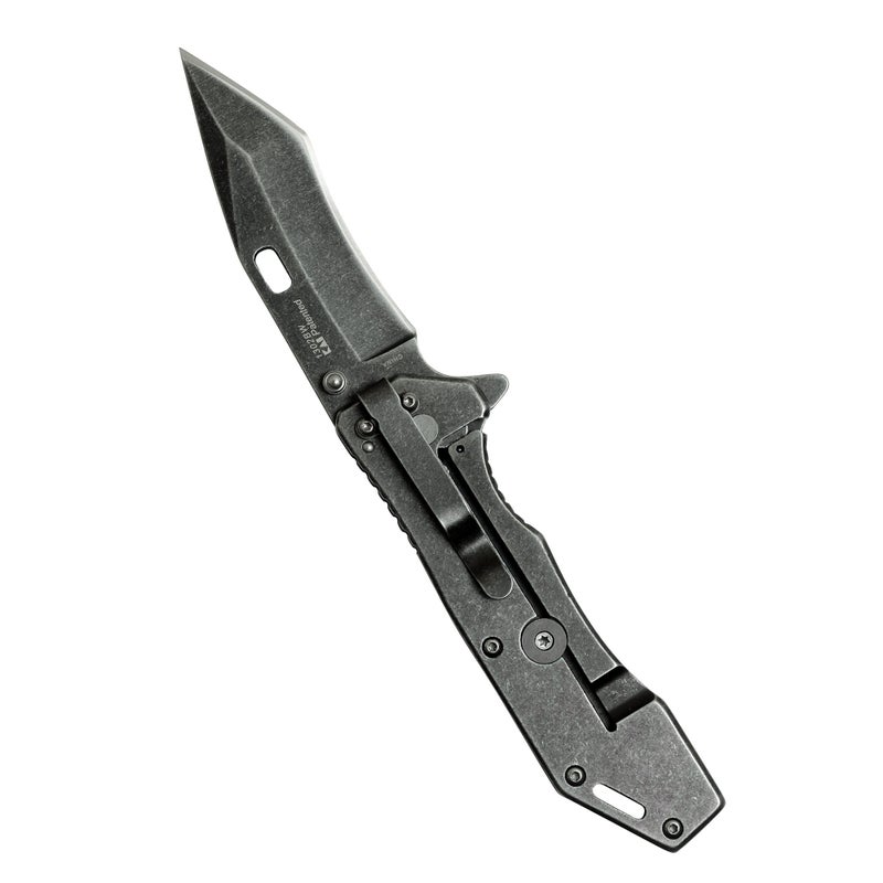 Kershaw Lifter (1302BW); Tactical Tanto Pocket Knife with 3.5 Inch 4Cr14 Steel Blackwashed Blade with Stainless Steel Blackwash Handle, SpeedSafe Assisted Opening and Deep-Carry Pocketclip; 3.2 OZ. - Image 3