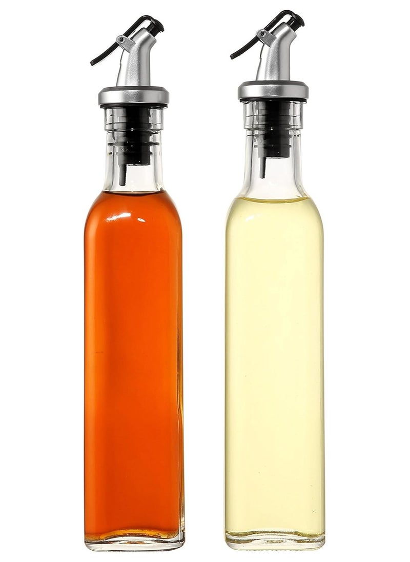 AIWANTO 2-Piece Oil Dispenser Set Premium Glass Oil & Vinegar Bottles with Spill-Proof Spouts  - Image 1