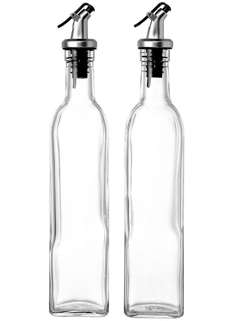 AIWANTO 2-Piece Oil Dispenser Set Premium Glass Oil & Vinegar Bottles with Spill-Proof Spouts  - Image 2
