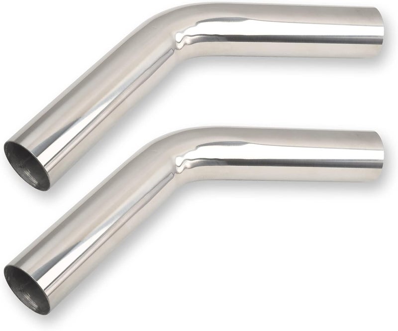 FGJQEFG 2.5 Inch 45 Degree DIY Custom Mandrel Exhaust Pipe Tube, T304 Stainless Steel, 2PCS - Image 1