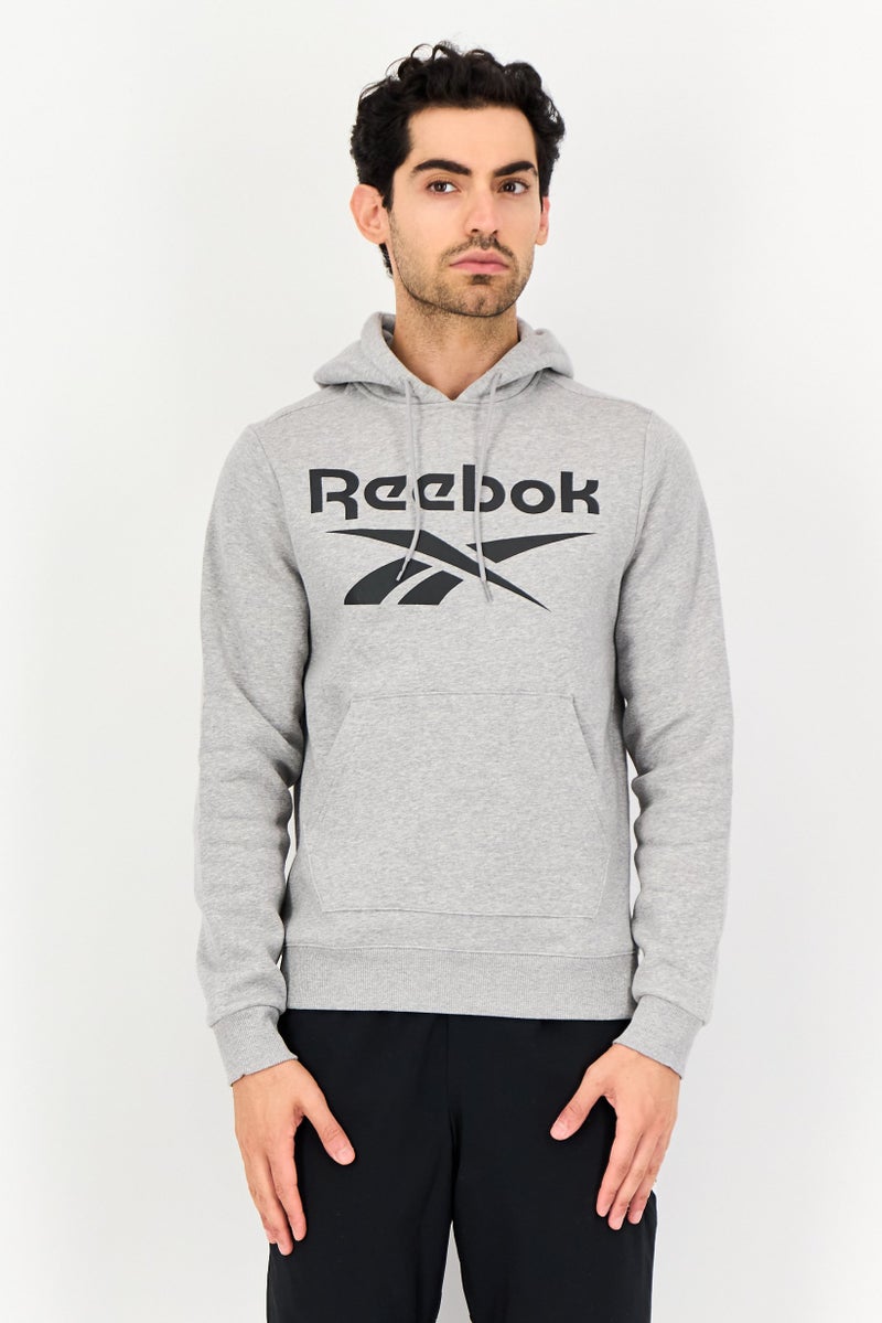 Reebok هودي رياضي للرجال بأكمام طويلة مناسب في الهواء الطلق، رمادي فاتح - Image 1