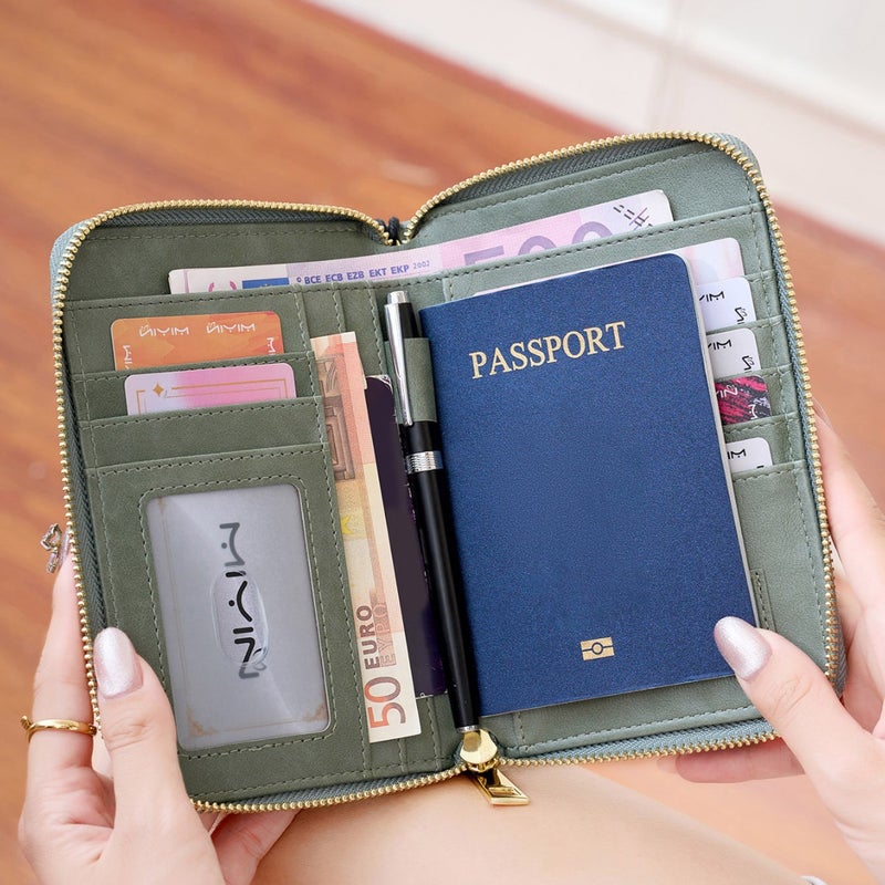 New RFID Multi-Function Travel Passport Holder with Zipper, Ticket Organizer, Document Case, Fashionable Portable Long Wallet - Image 3