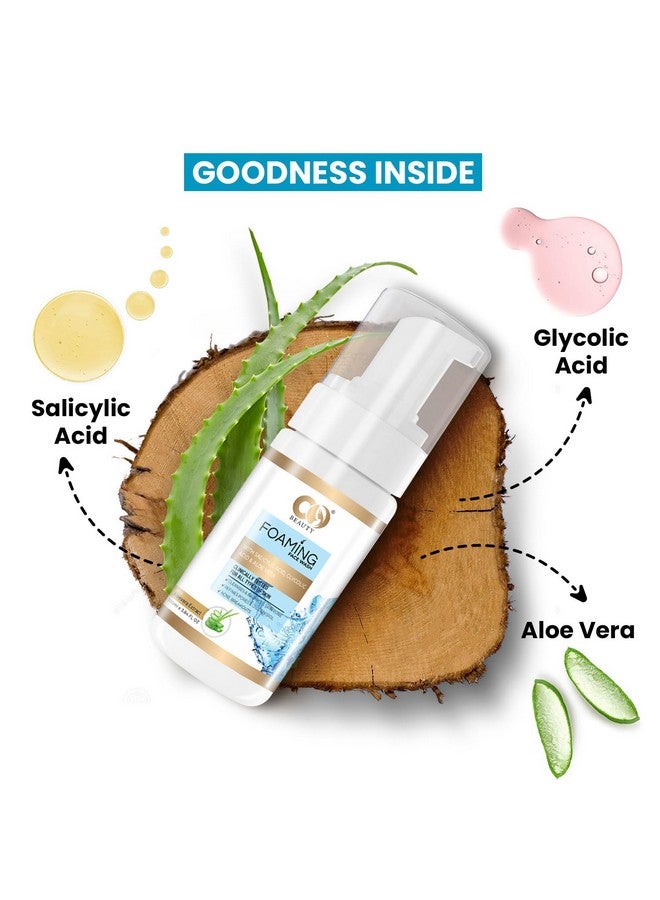 CO Beauty 1% Salicylic Acid,1% Glycolic Acid Foaming Face Wash for Remove Excess Oil, Oily Skin | Face Cleanser for Acne or Pimples | Men & Women- Pack of 2 (100mlx2) (2) - Image 5