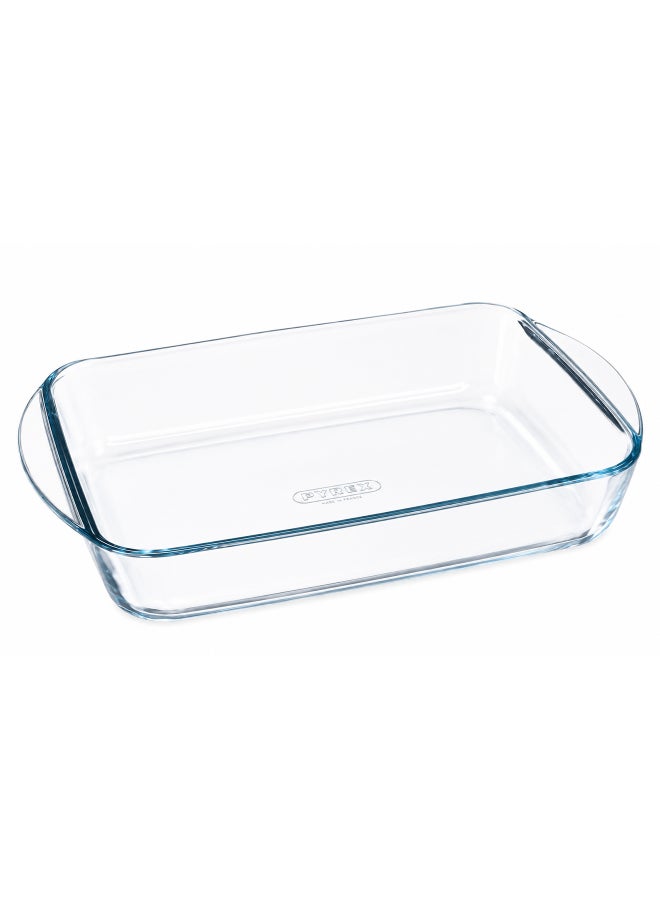 بيريكس Pyrex Essentials Rectangular Roaster 3.7L Borosilicate Glass Baking Dish, Oven, Microwave, Freezer & Dishwasher Safe, Deep Glass Roaster with Handles, BPA-Free Bakeware - Image 1