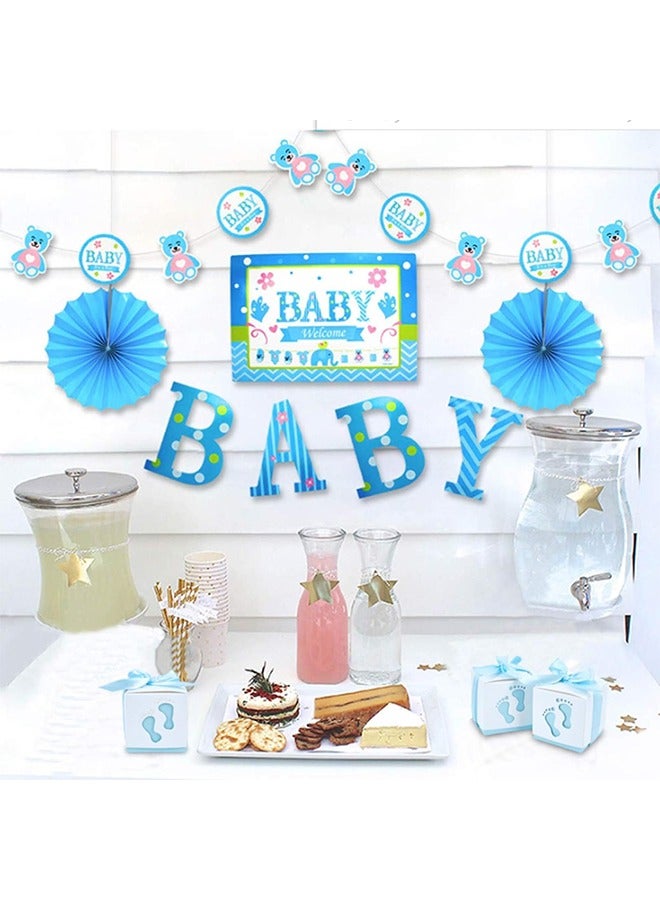 Candy Favour Gift Boxes - Ribbon Box - 20 Pieces Baby Box - Footprints - For Showers - Kids Birthday - Wedding Party - Partys - Blue - Image 3